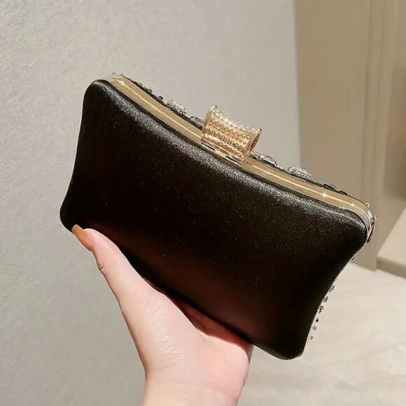 Beaded Rhinestone Evening Bag, Elegant Box Clutch Purse, Wedding Handbag #013.28 - Picture 9 of 9